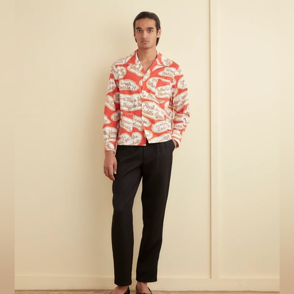 Bode Rodeo Slogans Long Sleeve Work Chore Shirt button Down Western Cowboy M - Picture 6 of 7